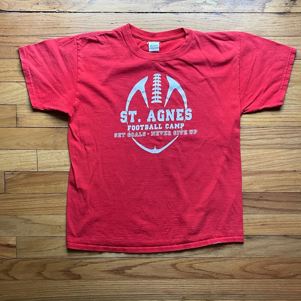 Vintage Y2K Red St. Agnes Football Camp Youth 12 Short-sleeve T-shirt S